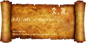 Kádár Martin névjegykártya